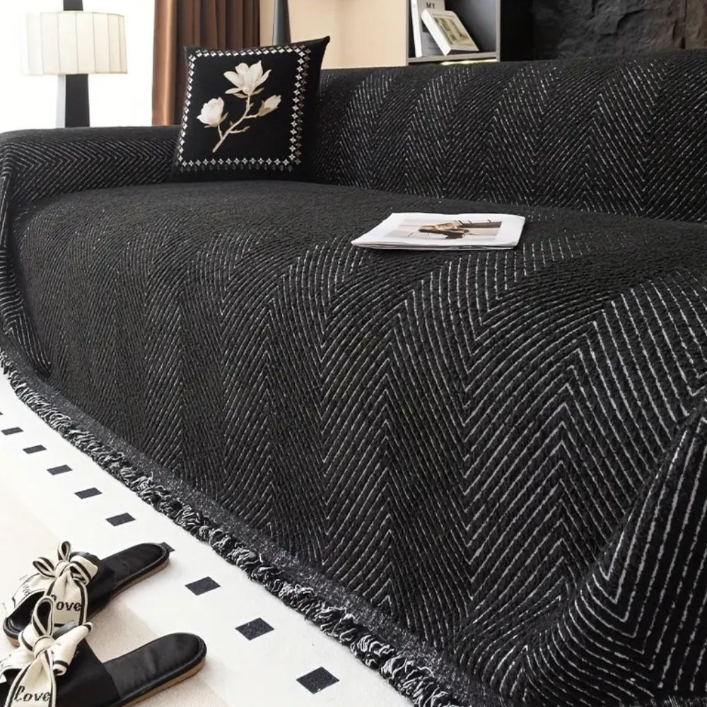 Housse de Canapé à Rayures Chevron en Microfibre Résistante à l'Eau | Protection Élégante pour Mobilier 0