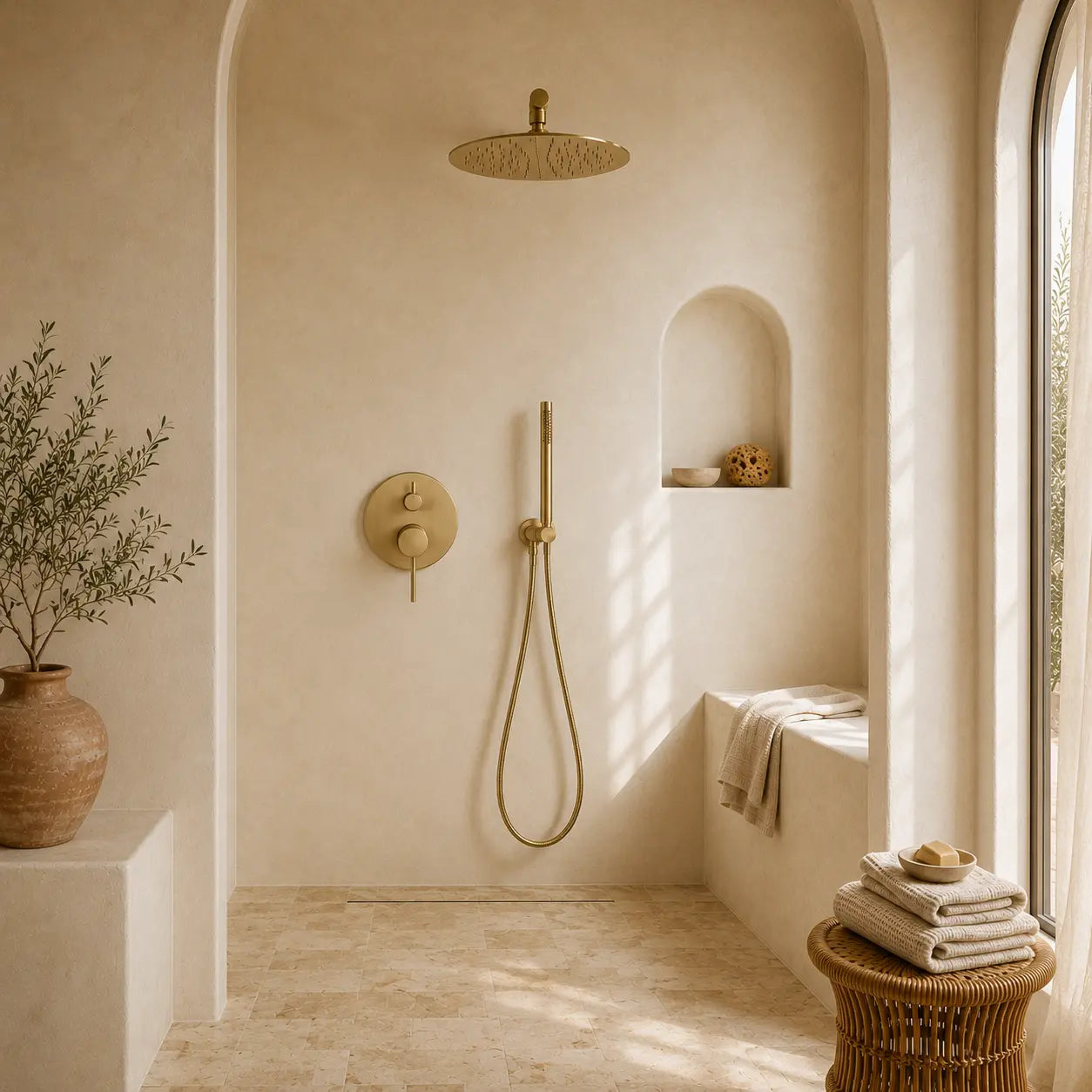colonne de douche encastrée doré