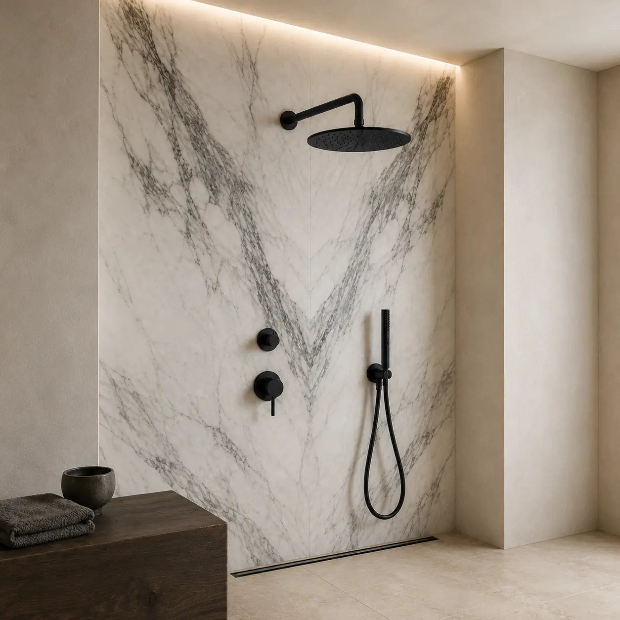 colonne de douche encastrée noir mat salle de bain design