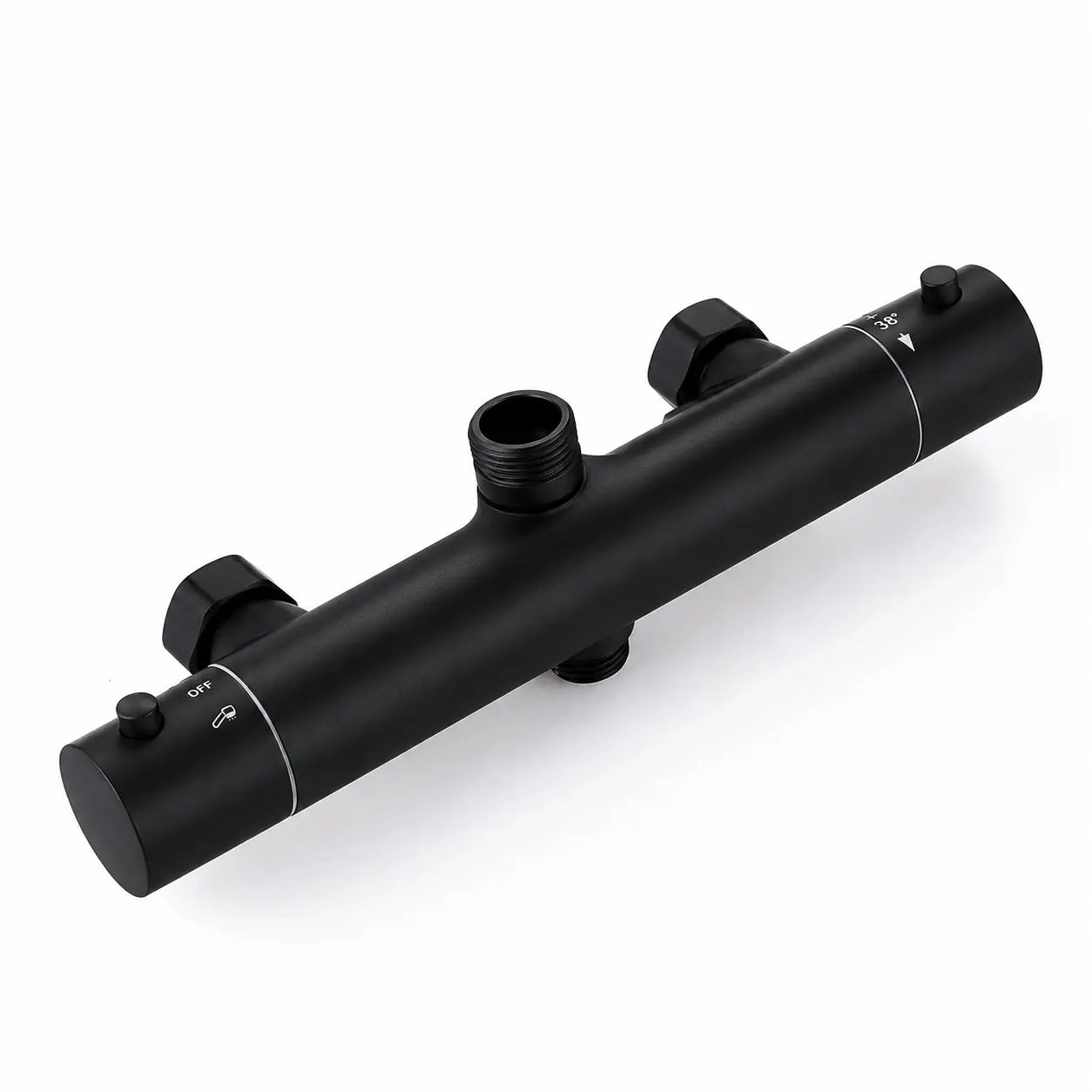 Colonne de douche thermostatique noir mat — détail matière