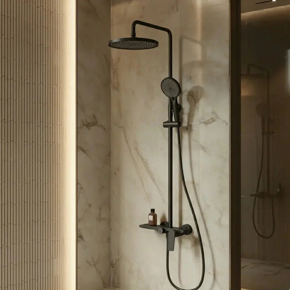Colonne de douche thermostatique noir mat Image