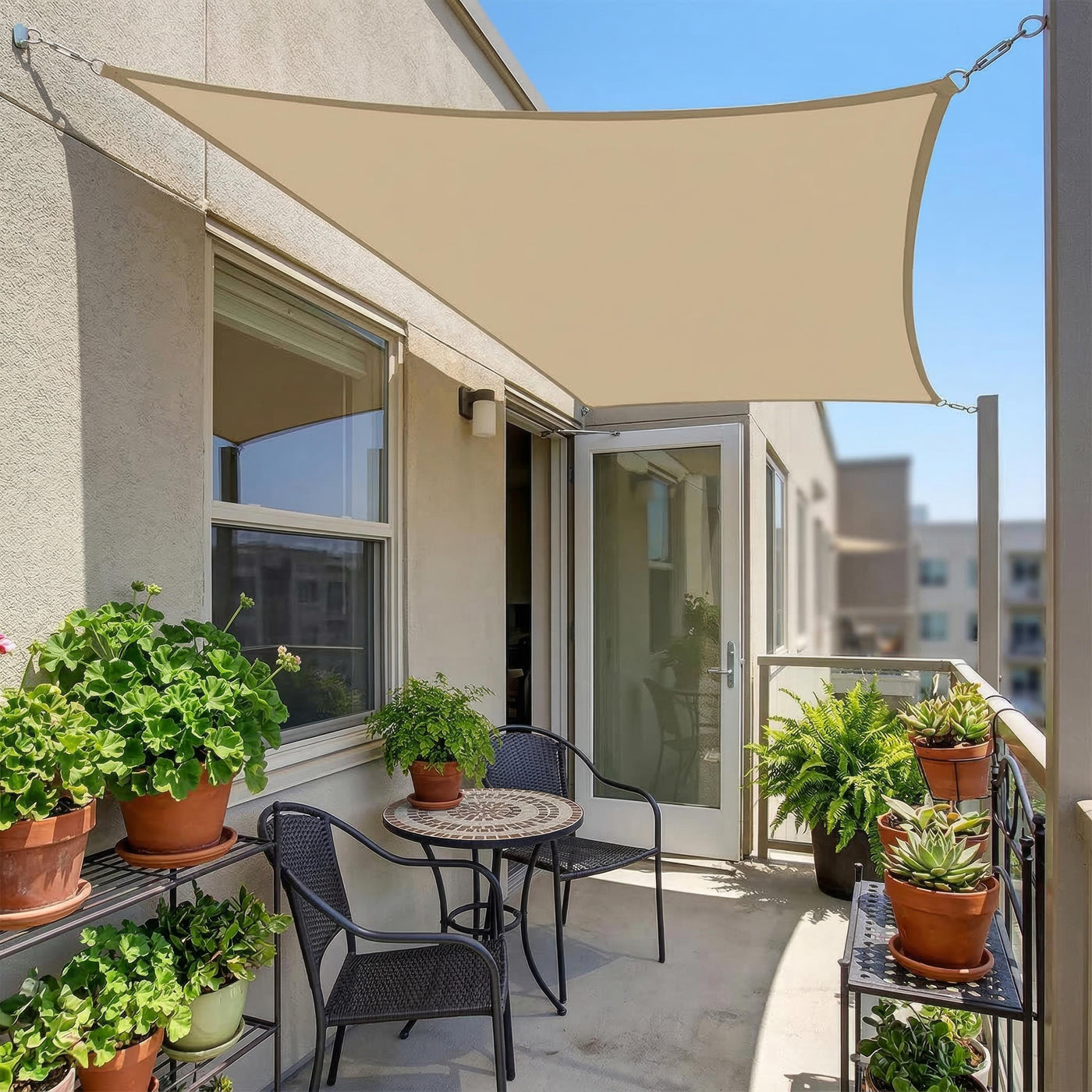 Voile d'Ombrage Rectangulaire Imperméable pour Terrasse et Balcon