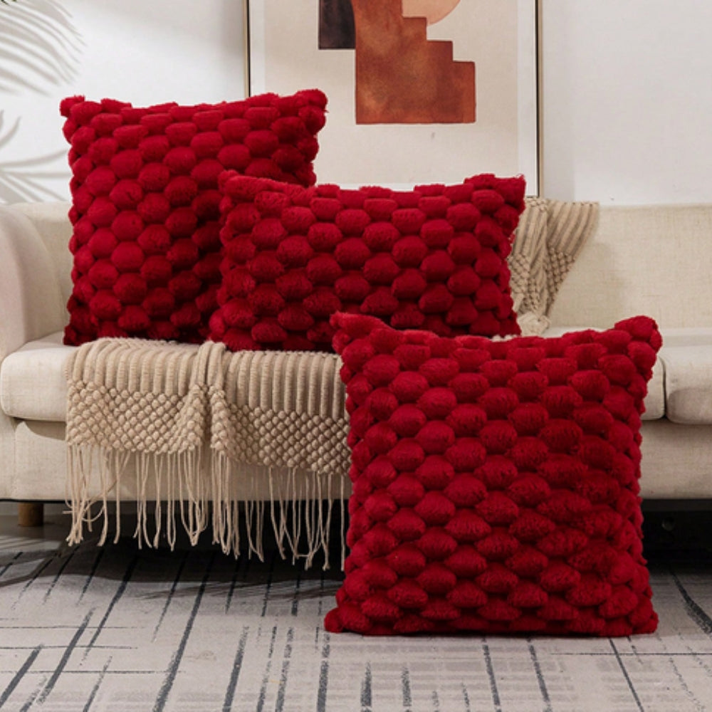 Housse de Coussin à Texture 3D Relief – Douce et Zippée