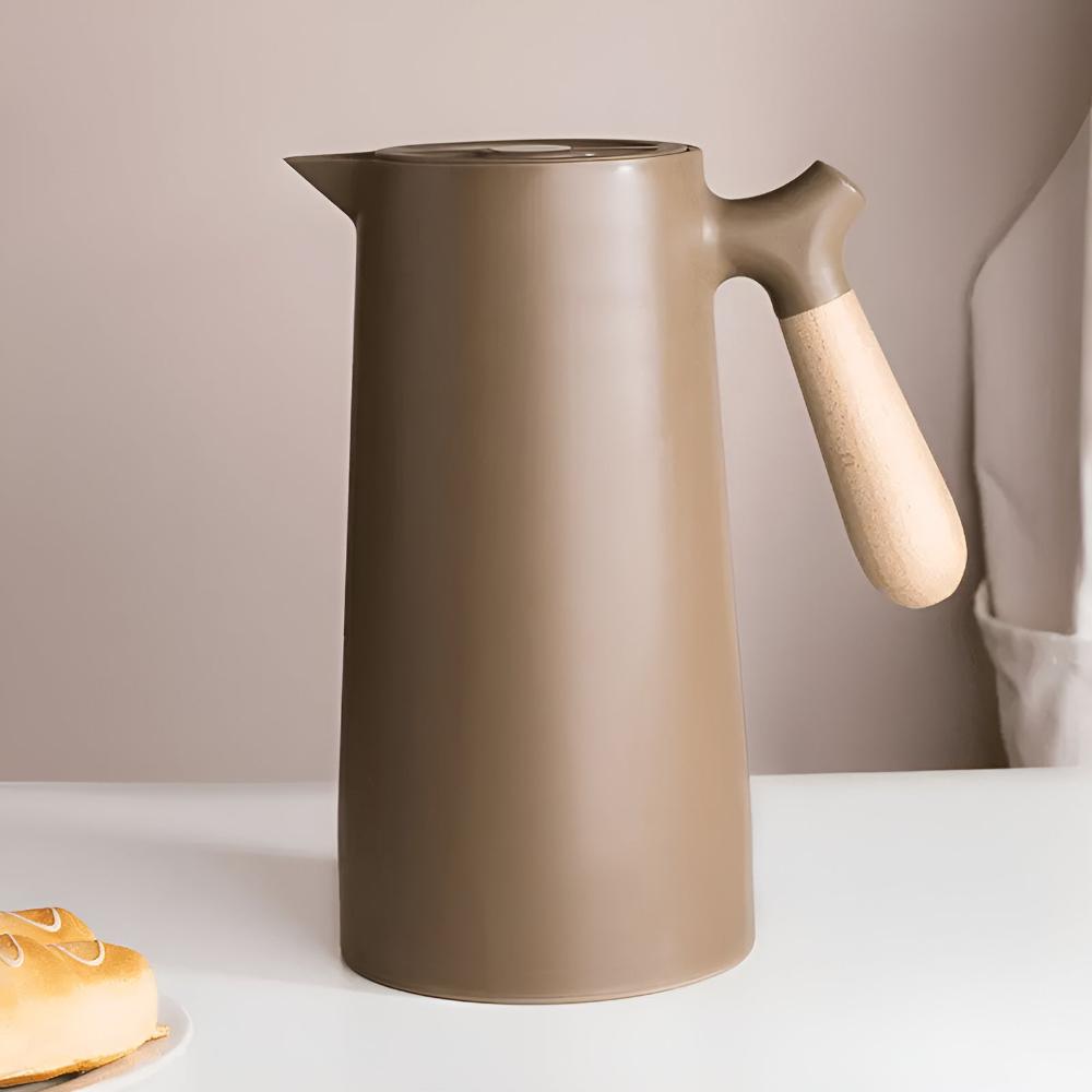 Carafe Isotherme en Acier Inoxydable avec Poignée en Bois