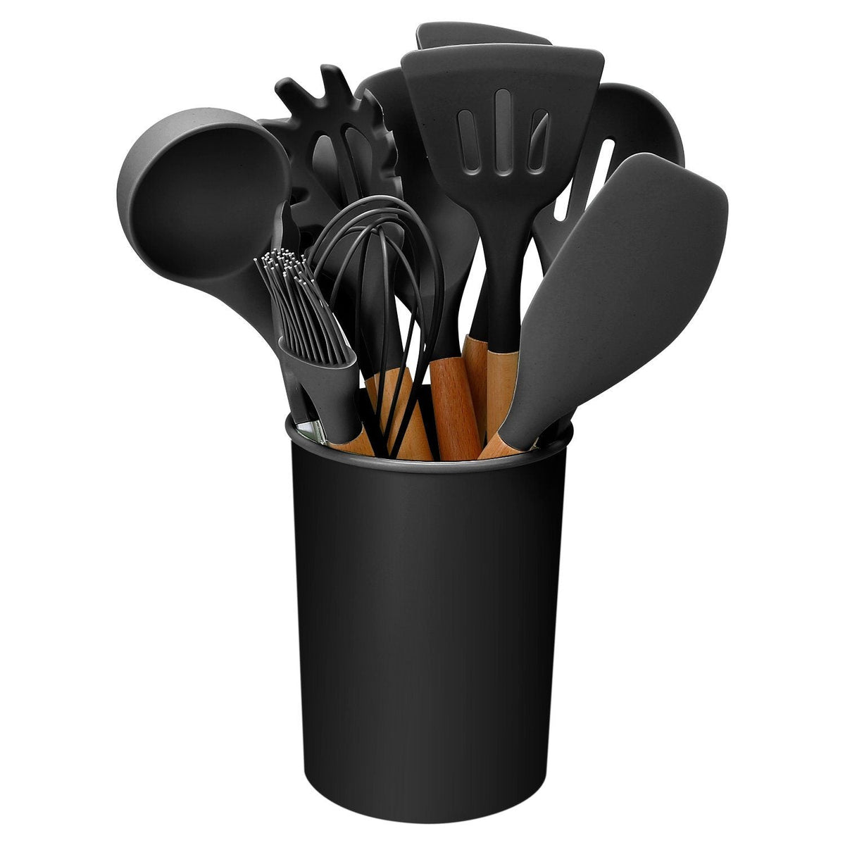 Set d'Ustensiles de Cuisine en Silicone 11 Pièces avec Support