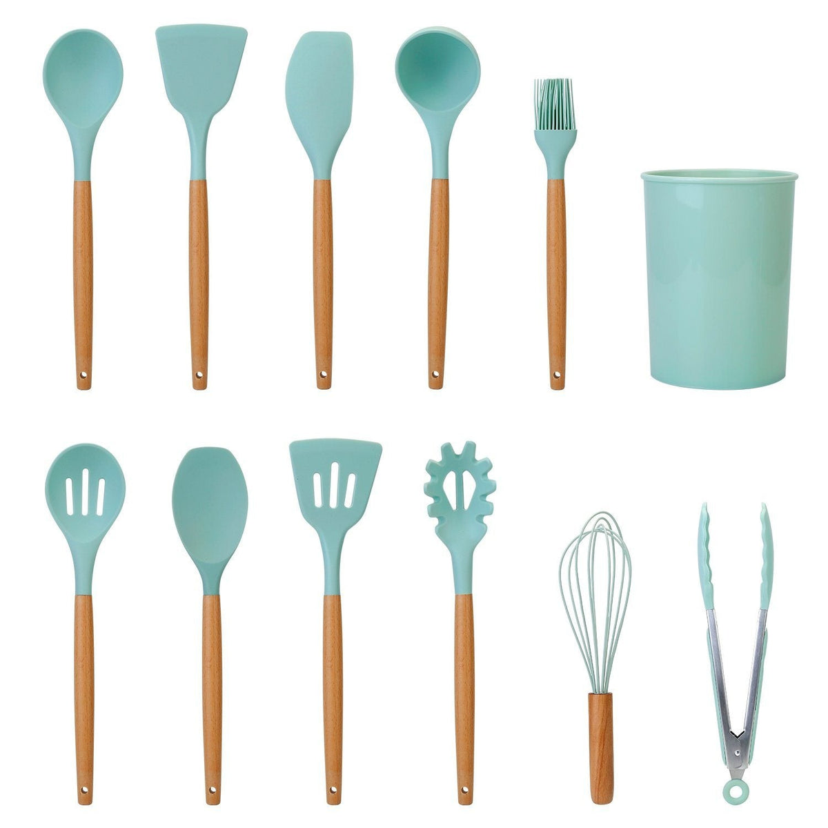 Set d'Ustensiles de Cuisine en Silicone 11 Pièces avec Support