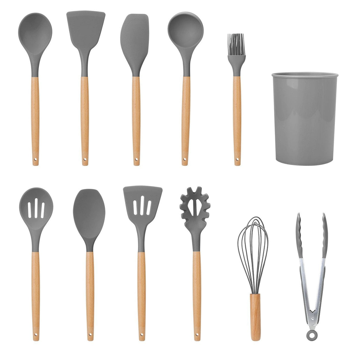 Set d'Ustensiles de Cuisine en Silicone 11 Pièces avec Support