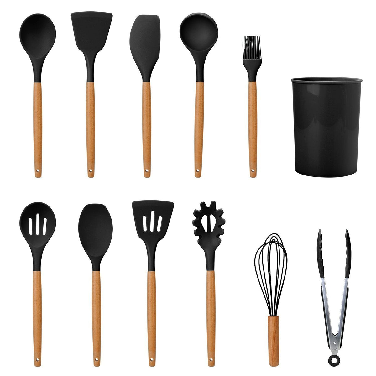 Set d'Ustensiles de Cuisine en Silicone 11 Pièces avec Support