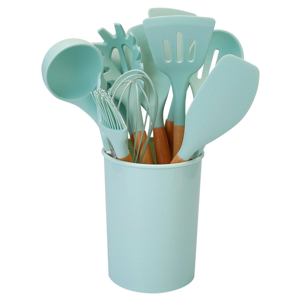 Set d'Ustensiles de Cuisine en Silicone 11 Pièces avec Support