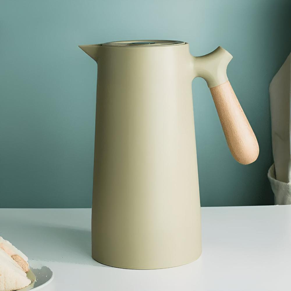 Carafe Isotherme en Acier Inoxydable avec Poignée en Bois