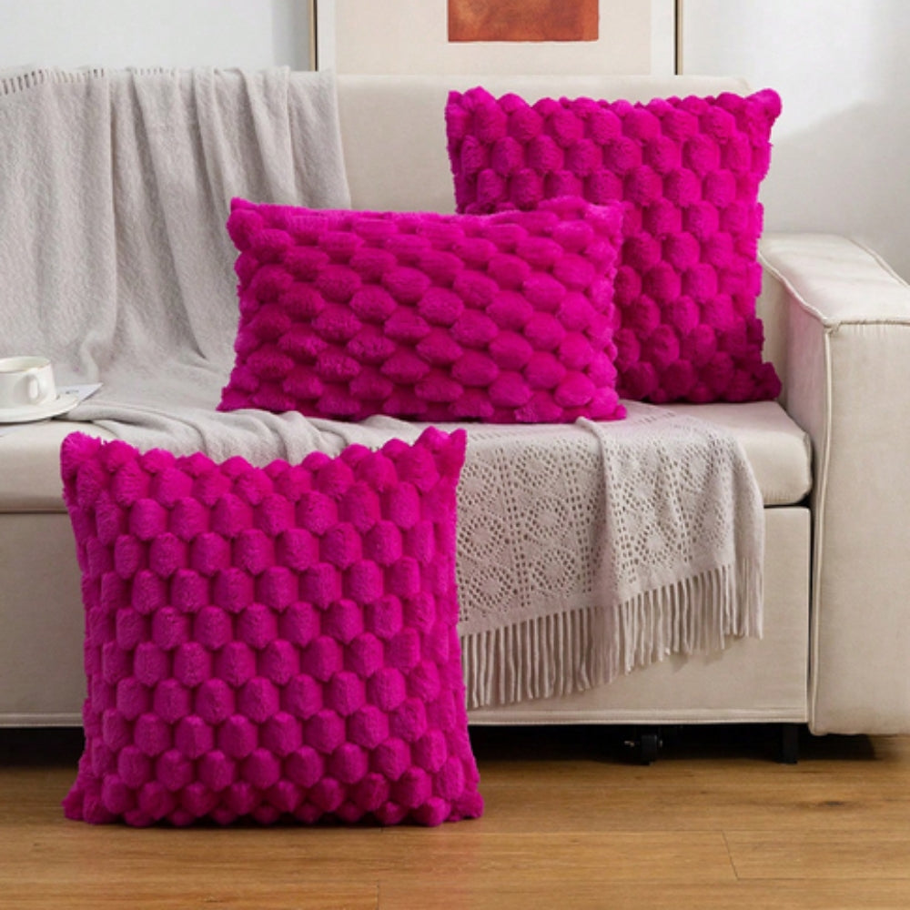 Housse de Coussin à Texture 3D Relief – Douce et Zippée