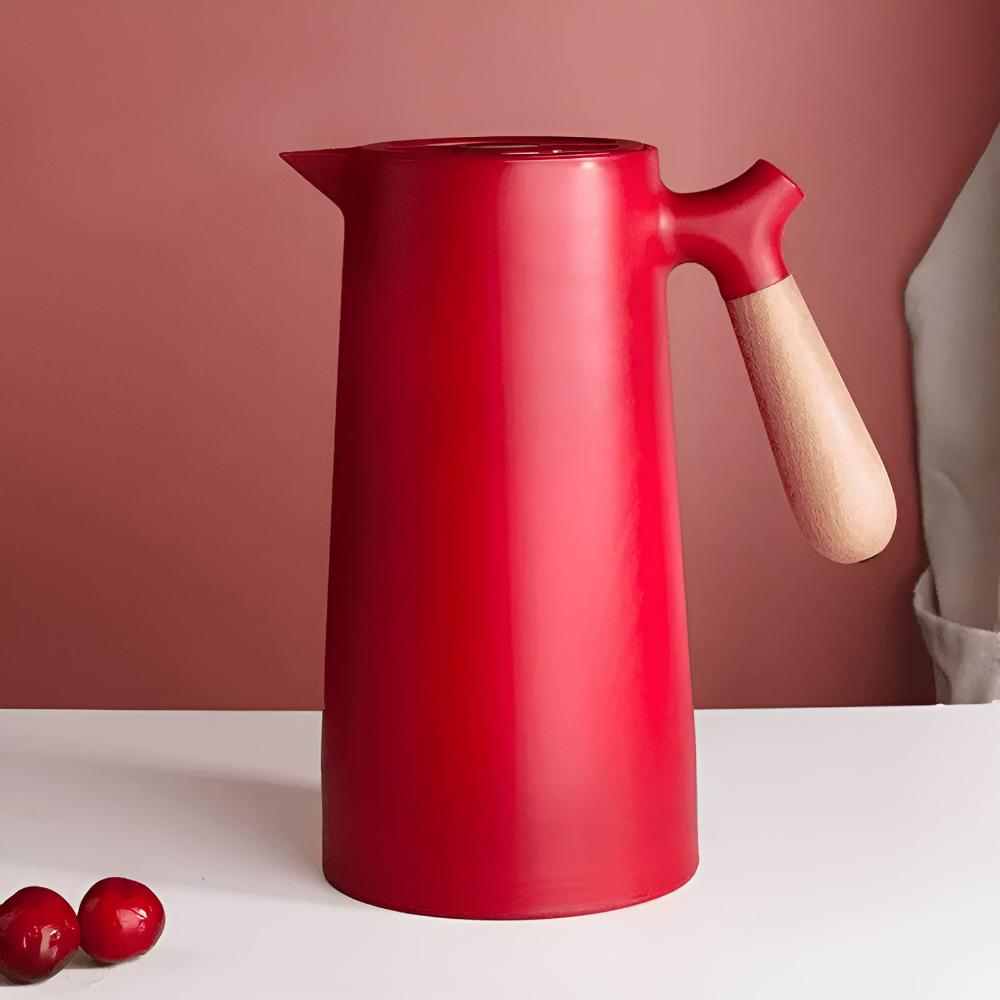 Carafe Isotherme en Acier Inoxydable avec Poignée en Bois