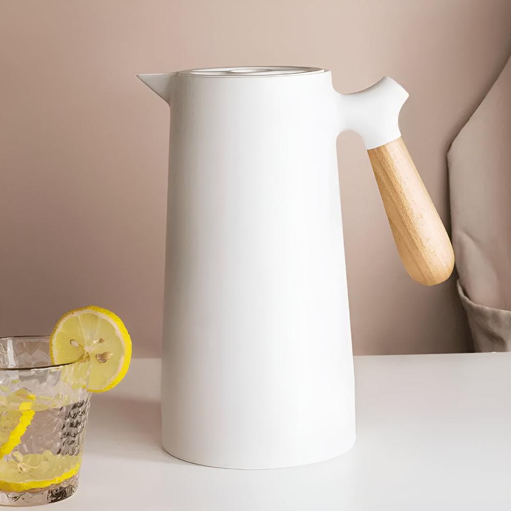 Carafe Isotherme en Acier Inoxydable avec Poignée en Bois