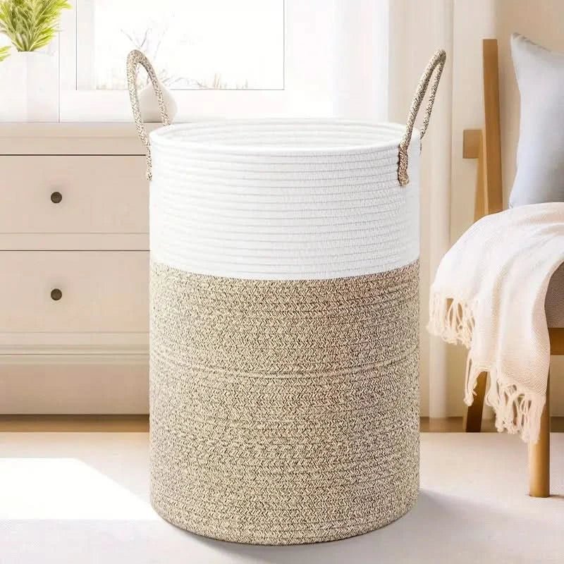 Panier à Linge Pliable en Coton avec Poignées