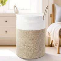 Panier à Linge Pliable en Coton avec Poignées