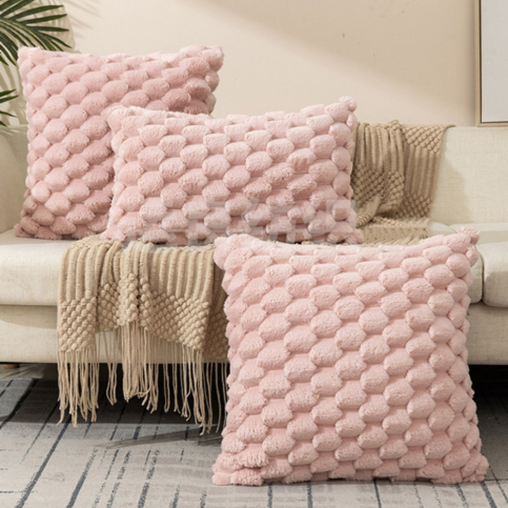 Housse de Coussin à Texture 3D Relief – Douce et Zippée