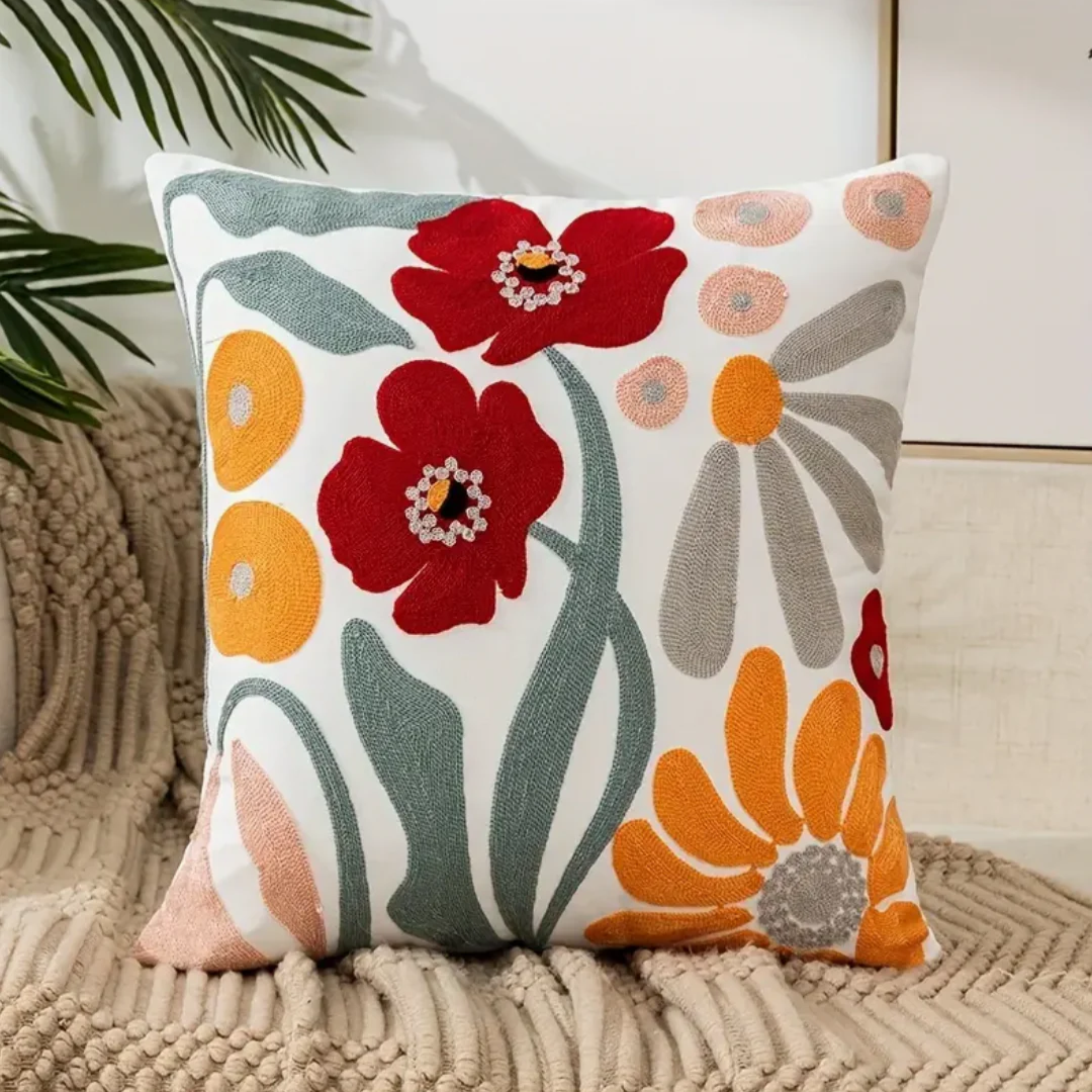 Housse de Coussin Florale – Motif Coloré