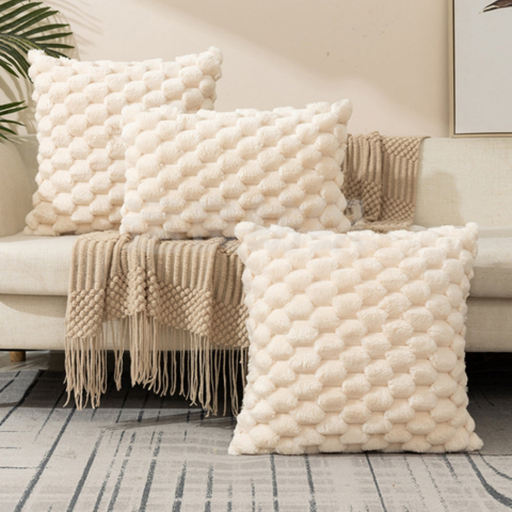 Housse de Coussin à Texture 3D Relief – Douce et Zippée