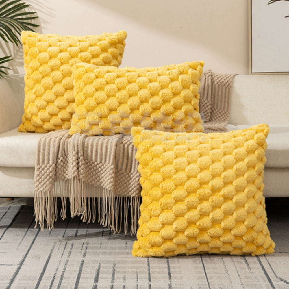 Housse de Coussin à Texture 3D Relief – Douce et Zippée