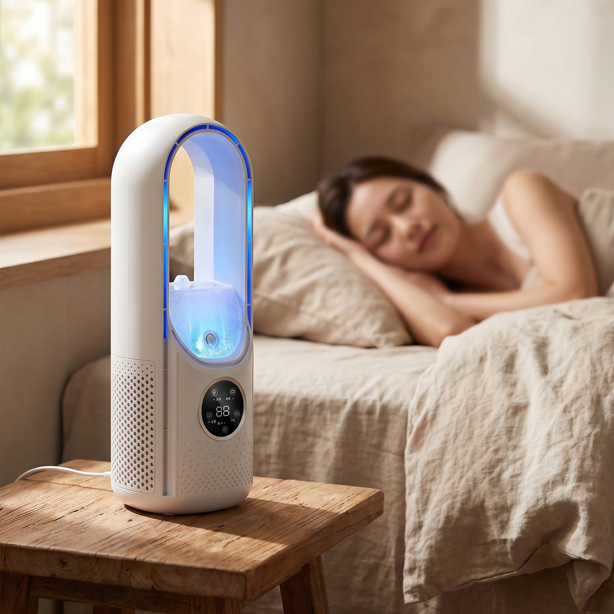 Rafraîchisseur d'Air de Bureau Sans Pales USB avec Oscillation