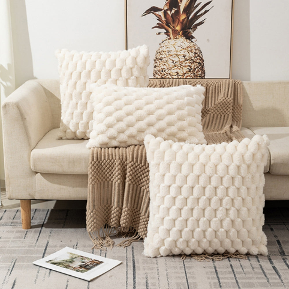 Housse de Coussin à Texture 3D Relief – Douce et Zippée