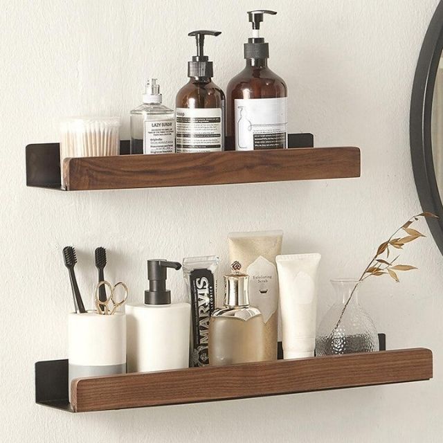 WoodHaven Étagère Murale de Salle de Bain Sans Perçage