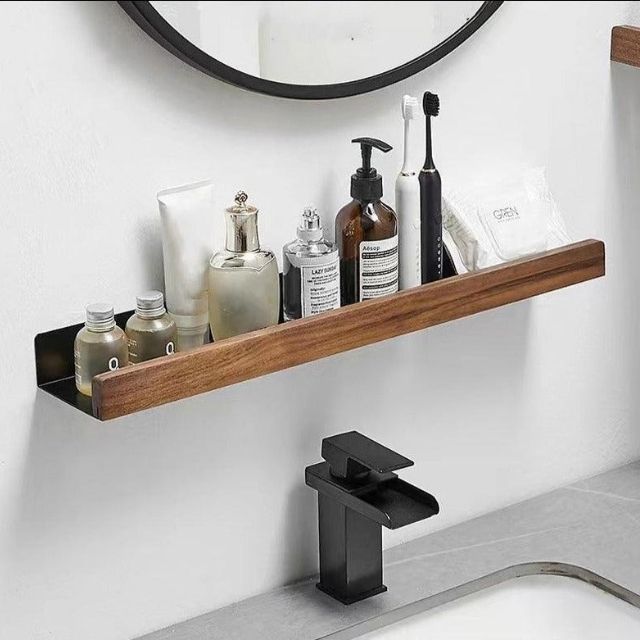 WoodHaven Étagère Murale de Salle de Bain Sans Perçage