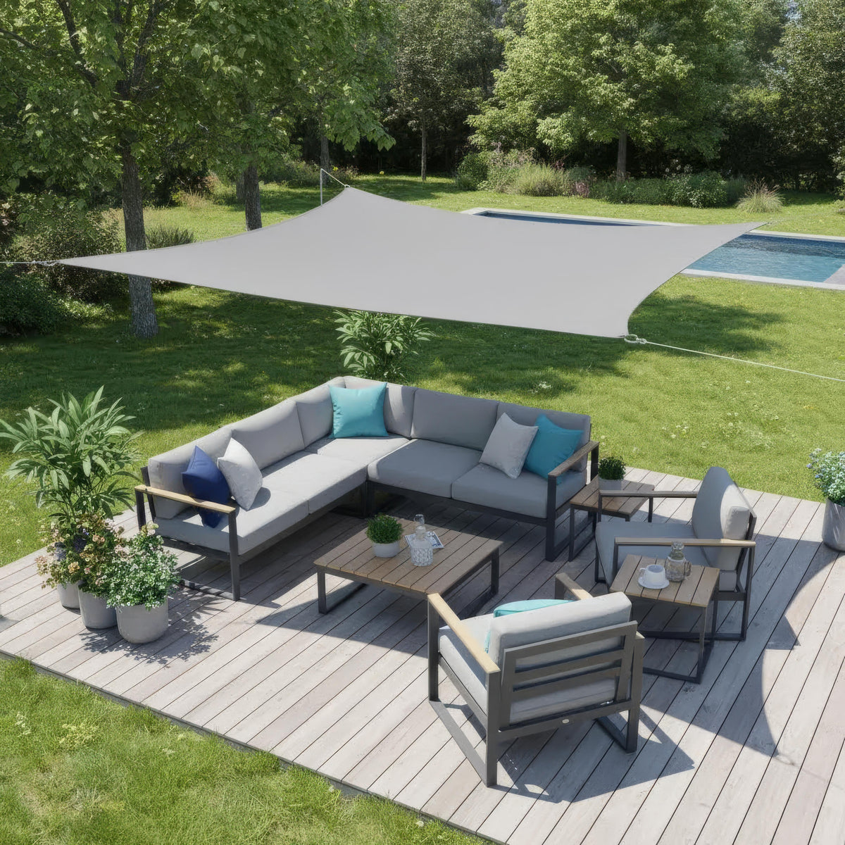 Voile d'Ombrage Rectangulaire Imperméable pour Terrasse et Balcon