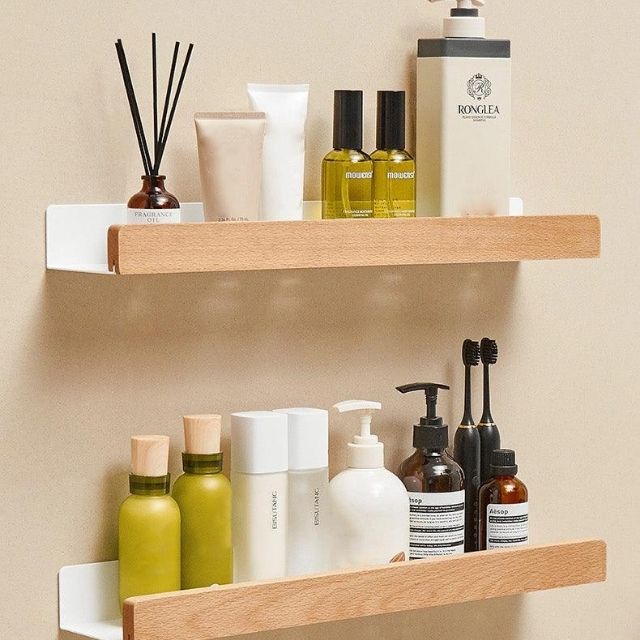 WoodHaven Étagère Murale de Salle de Bain Sans Perçage