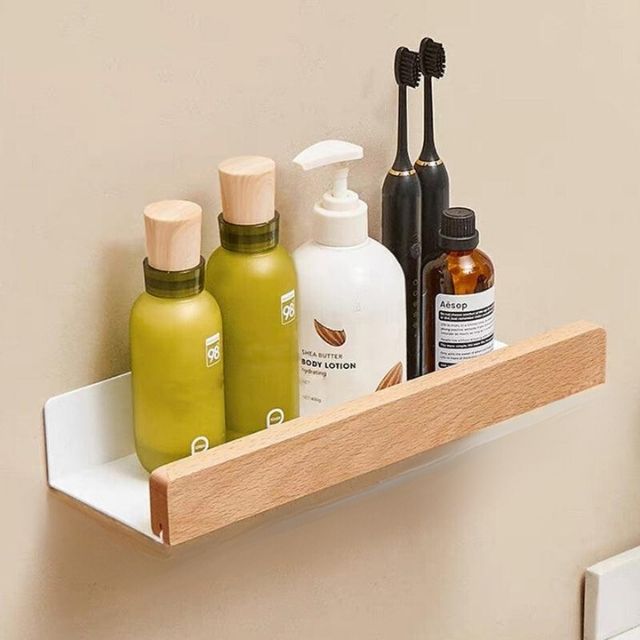 WoodHaven Étagère Murale de Salle de Bain Sans Perçage