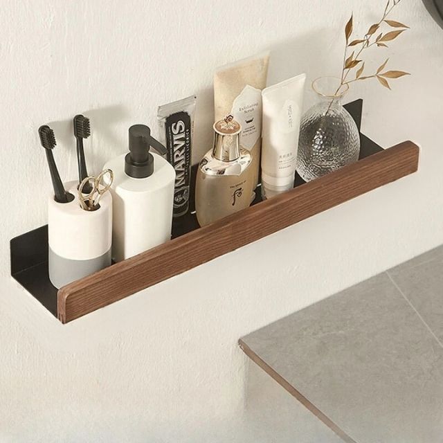 WoodHaven Étagère Murale de Salle de Bain Sans Perçage