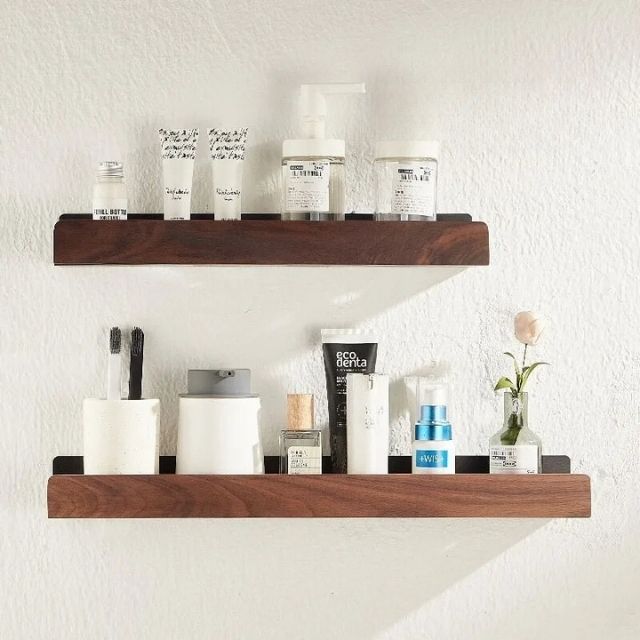 WoodHaven Étagère Murale de Salle de Bain Sans Perçage
