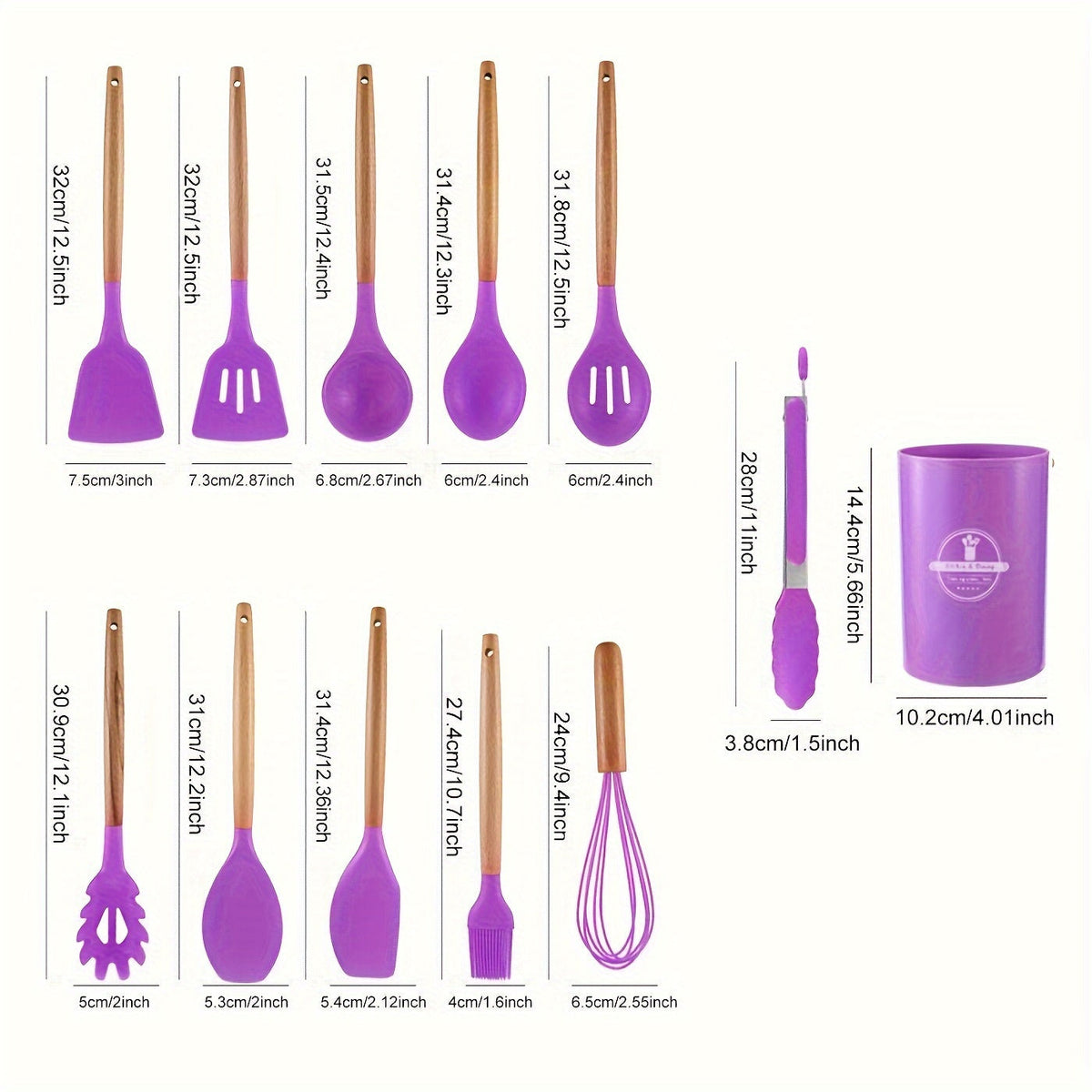 Set d'Ustensiles de Cuisine en Silicone – 12 Pièces