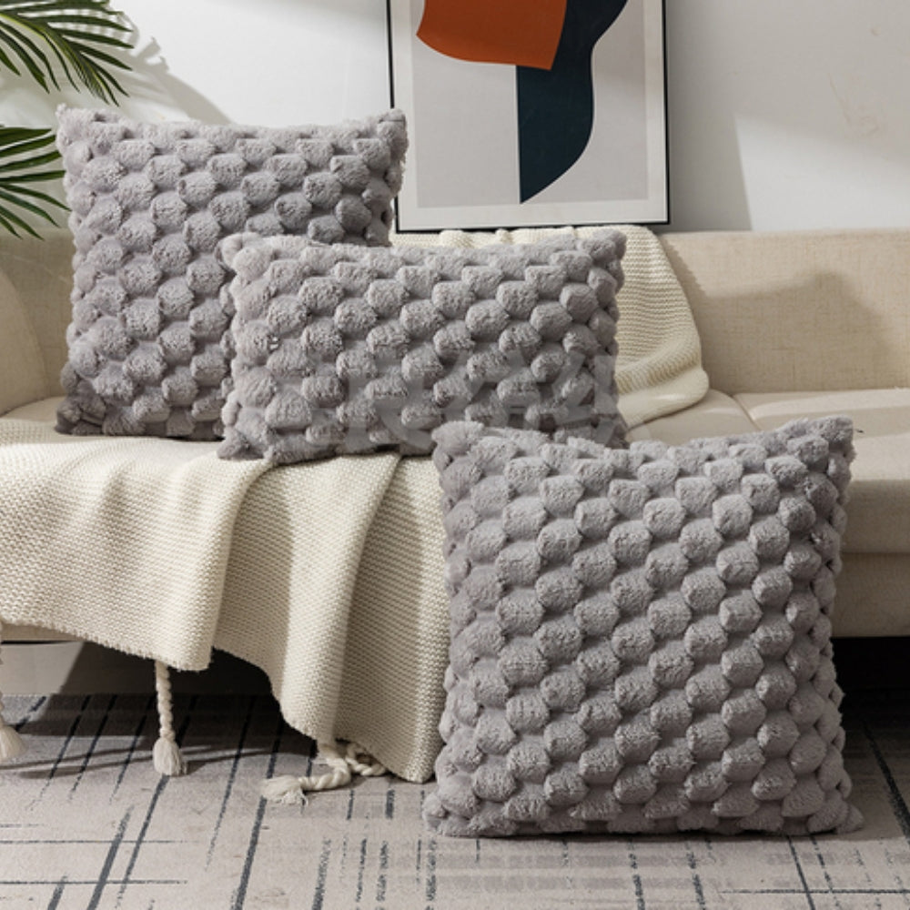 Housse de Coussin à Texture 3D Relief – Douce et Zippée