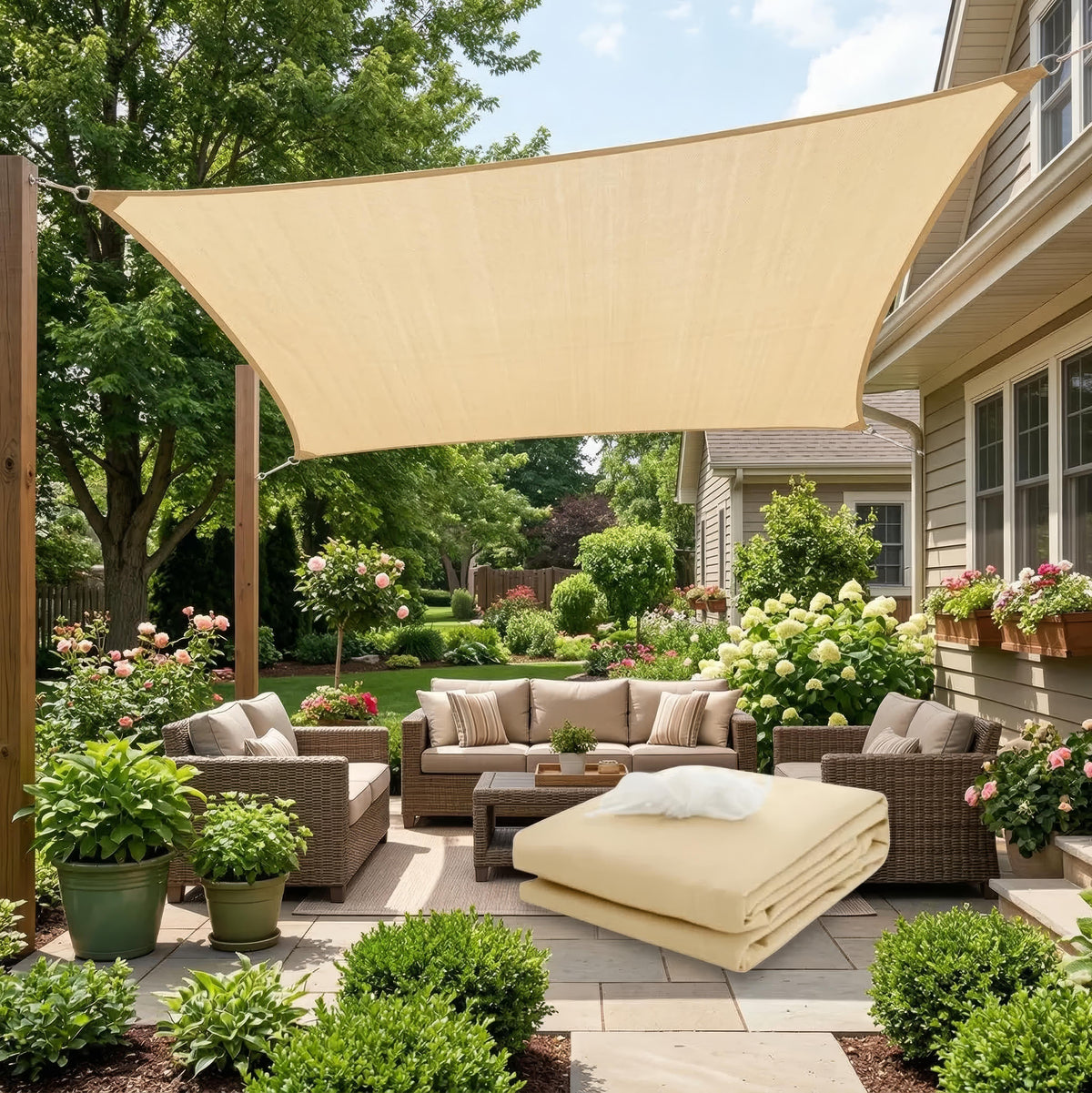 Voile d'Ombrage Rectangulaire Imperméable pour Terrasse et Balcon