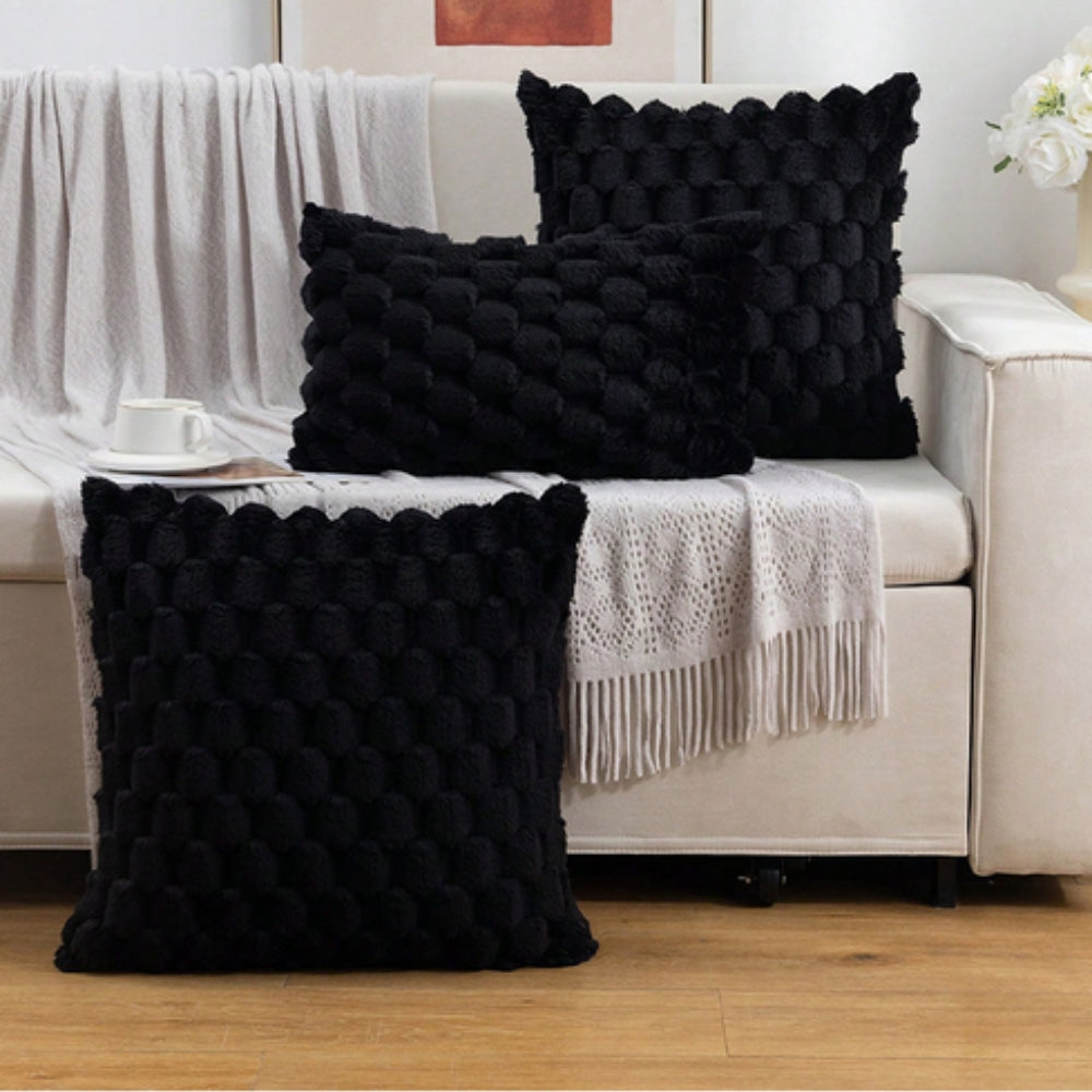 Housse de Coussin à Texture 3D Relief – Douce et Zippée