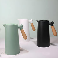 Carafe Isotherme en Acier Inoxydable avec Poignée en Bois
