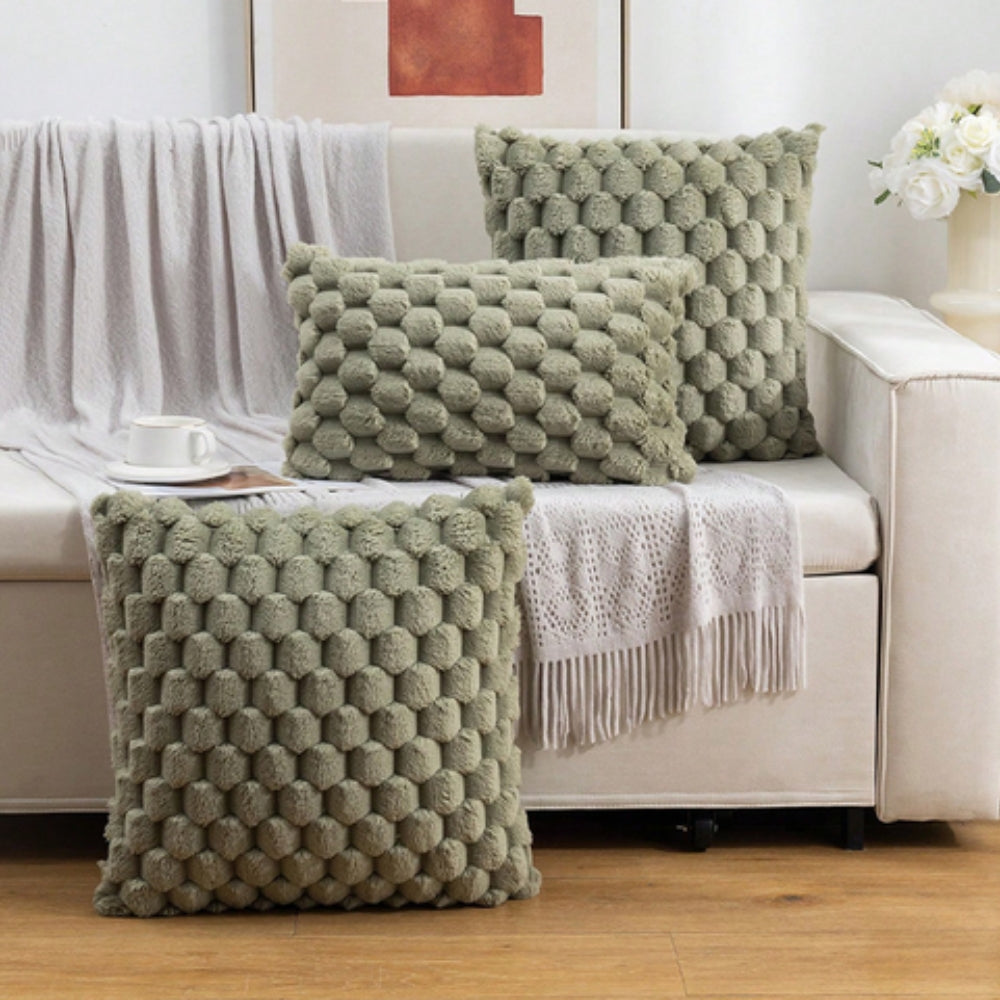 Housse de Coussin à Texture 3D Relief – Douce et Zippée