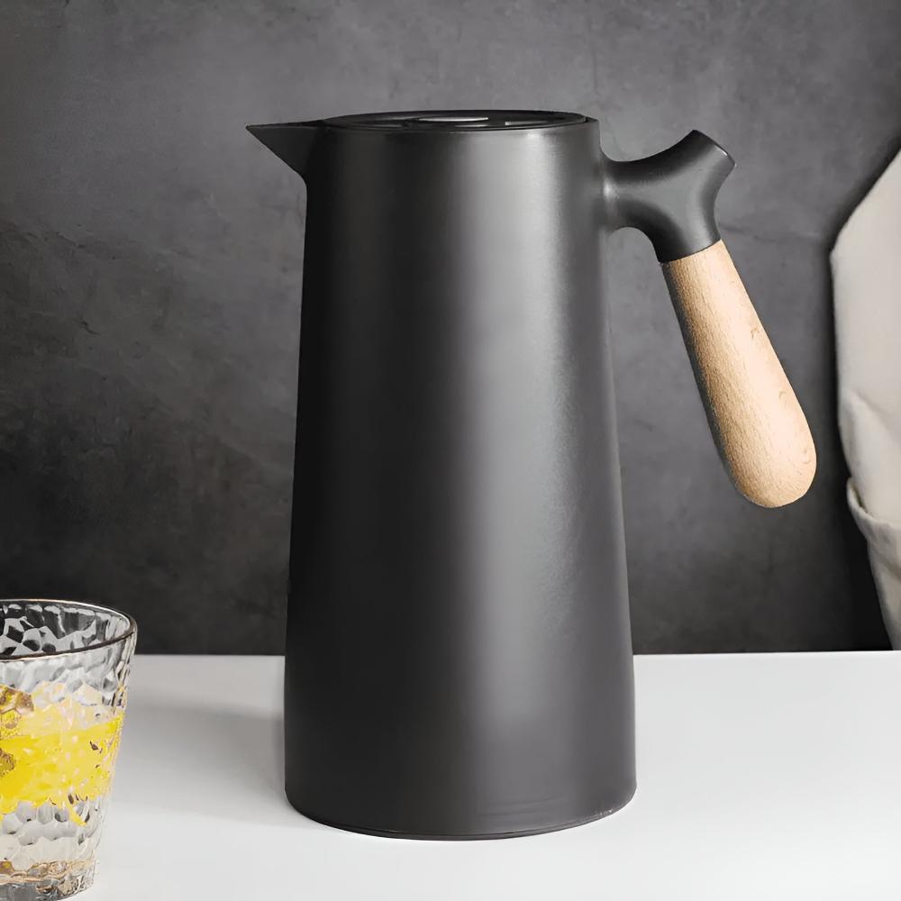 Carafe Isotherme en Acier Inoxydable avec Poignée en Bois