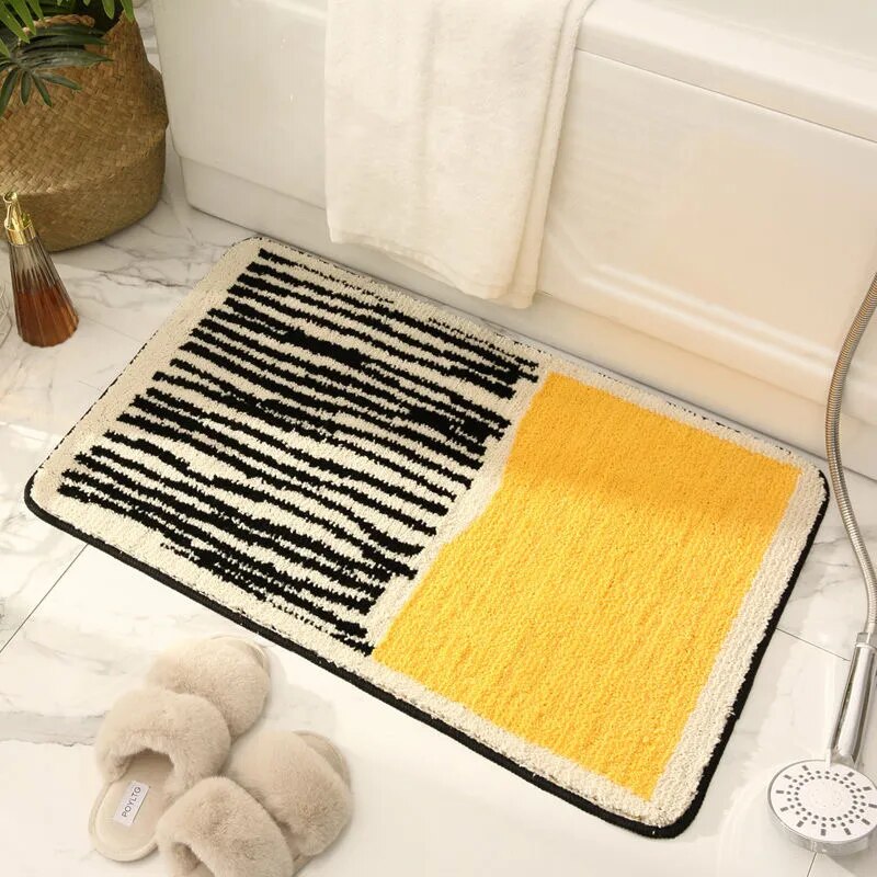 Tapis de Bain Absorbant Antidérapant à Motif Moderne