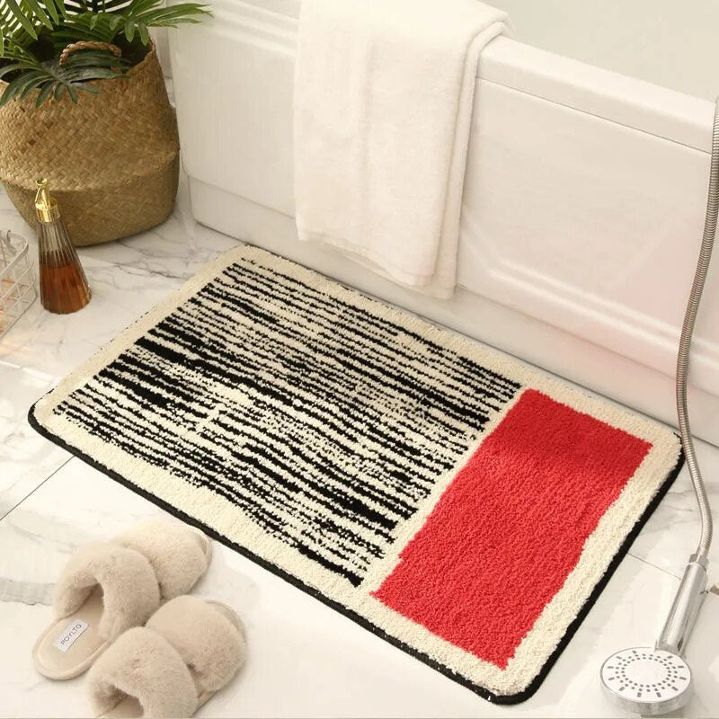 Tapis de Bain Absorbant Antidérapant à Motif Moderne