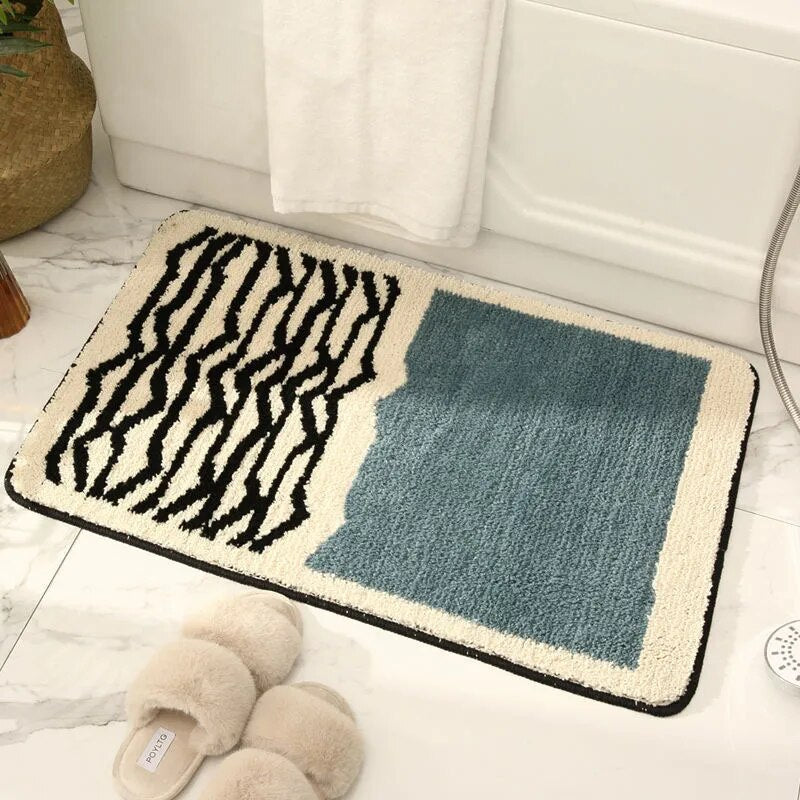 Tapis de Bain Absorbant Antidérapant à Motif Moderne