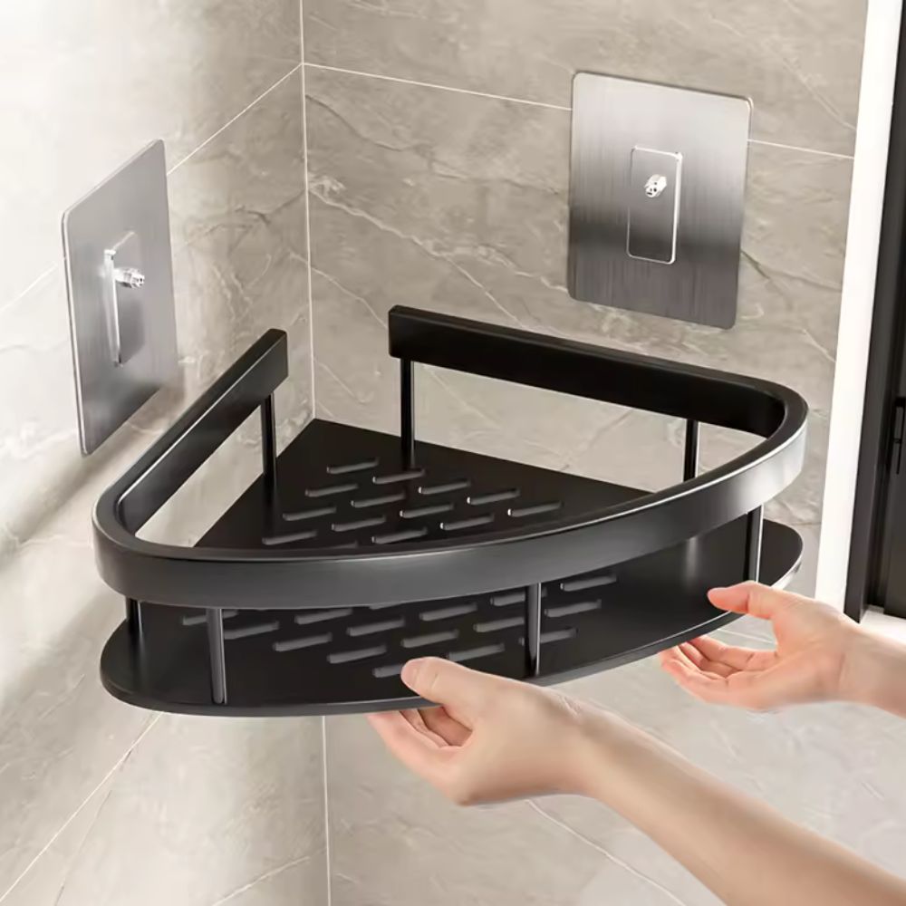 Organisateur de Douche d'Angle en Aluminium Sans Perçage