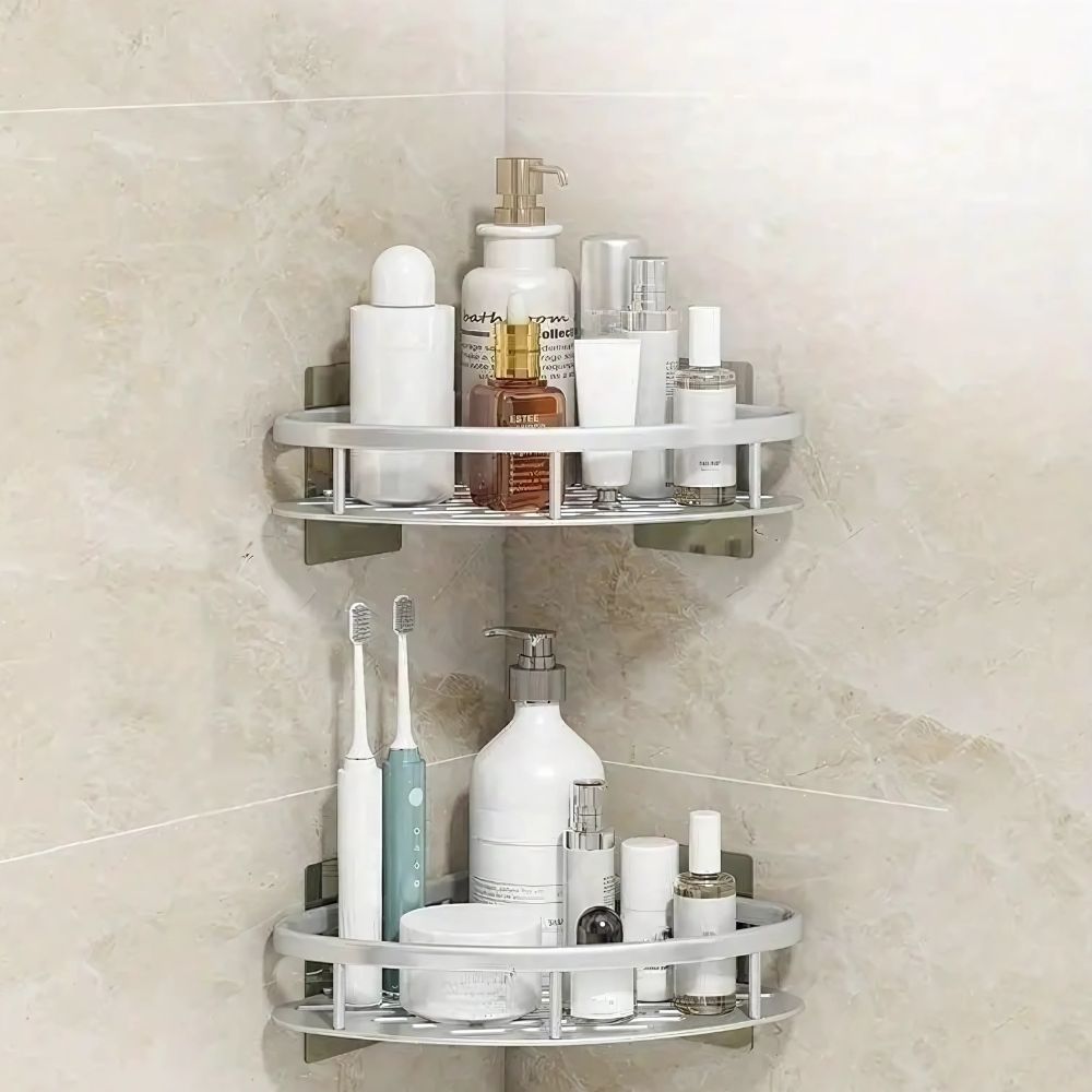 Organisateur de Douche d'Angle en Aluminium Sans Perçage