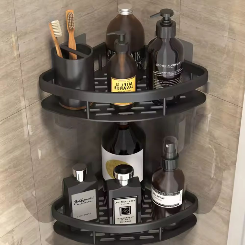 Organisateur de Douche d'Angle en Aluminium Sans Perçage