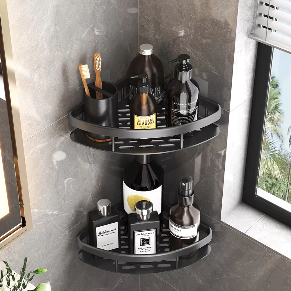 Organisateur de Douche d'Angle en Aluminium Sans Perçage