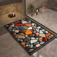 Tapis de Bain en Diatomite Motif Galets Antidérapant