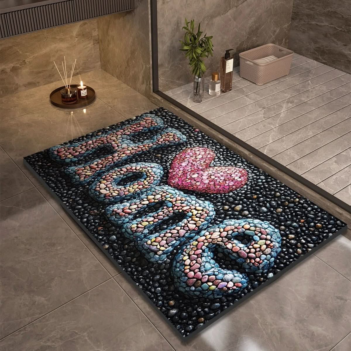 Tapis de Bain en Diatomite Motif Galets Antidérapant