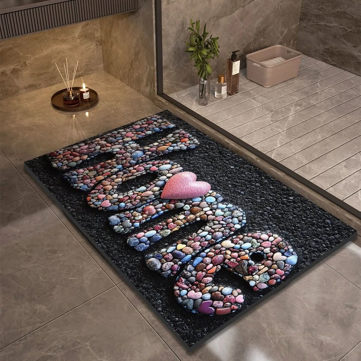 Tapis de Bain en Diatomite Motif Galets Antidérapant