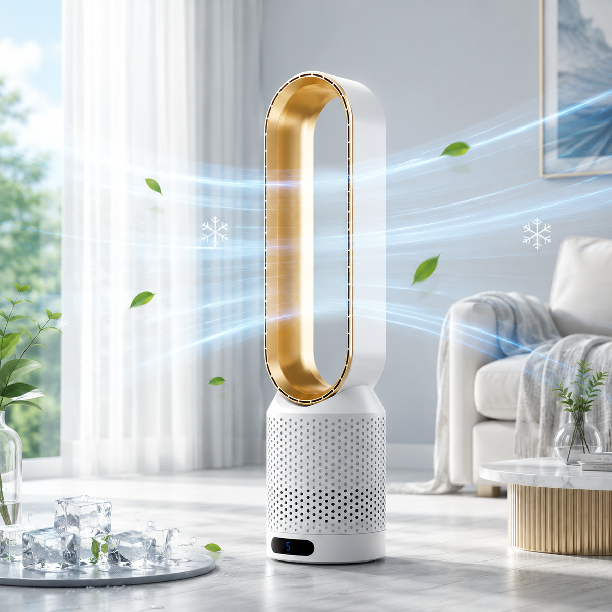 Ventilateur Colonne Sans Pales avec Purificateur d'Air